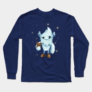 Yeti Snow Winter Monster Hiker with Teddy Bear Long Sleeve T-Shirt